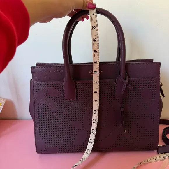 Kate Spade New York Cameron Street Perforated Candace Satchel in Deep Burgundy - Picture 10 of 11